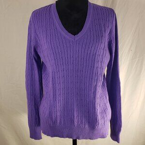 Kim Rogers Purple Cable Knit Sweater, Size M